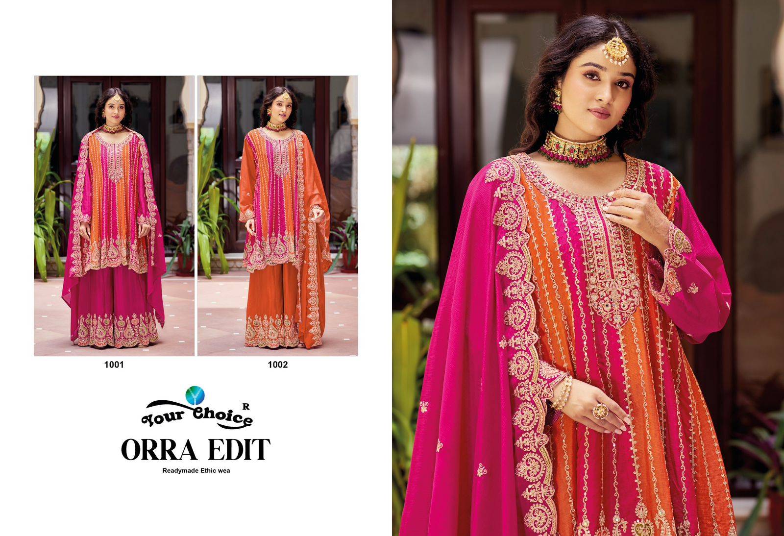 ORRA vol-4 By Your Choice 1001 to 1002 Series Designer Festive Suits Collection Beautiful Stylish Fancy Colorful Party Wear & Occasional Wear Heavy Chinon Dresses At Wholesale Price